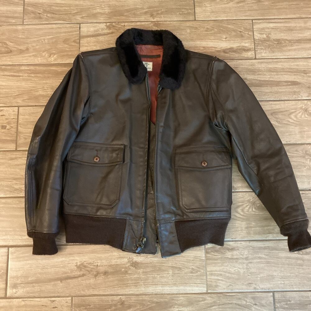 VTG Military Leather Jacket Flyers Mens 42 Brown USN G-1 MIL-J-7823E(AS) Cooper
